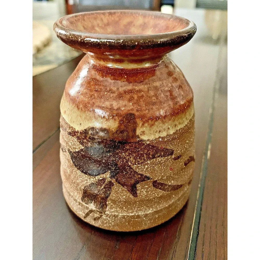JIM RENO STUDIO ART POTTERY VASE SIGNED BRUTALIST WABI SABI STONEWARE EARTHCORE